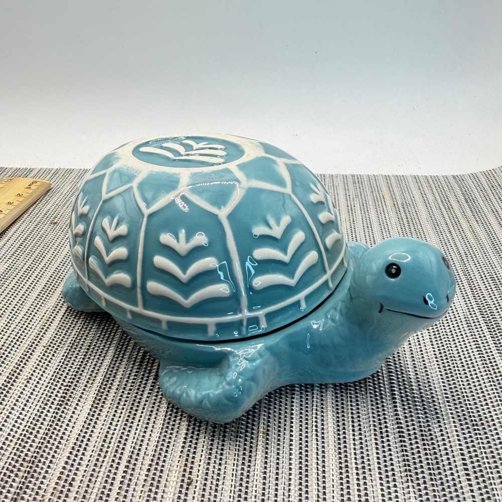 Cracker Barrel Ceramic Sea Turtle Nesting Measuring Cup Set Blue Green 5 Piece